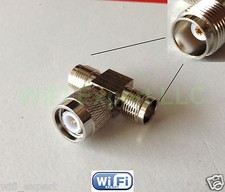 1 x TNC Male To 2 TNC Female in series T Adapter RF Connector Antenna Router USA picture