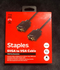 Staples TECH - 6 ft. SVGA to VGA Audio/Video Cable, Male to Male - Black picture