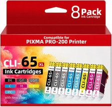 CLI-65 8-Pack Color Set Ink Compatible For  PIXMA Pro-200s Printer picture