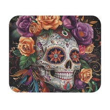Sugar Skull Floral Mouse Pad Day of the Dead Calavera Flowers Horror Customize  picture