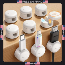 Rocoren 9 Pack Magnetic Cable Clips 360° Rotatable Adhesive Cord Holders picture