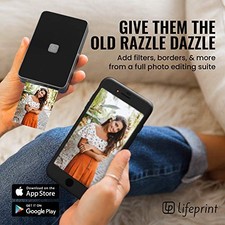 BLACK - LIFEPRINT 2X3 PORTABLE PHOTO AND VIDEO PRINTER FOR IPHONE AND ANDROID. picture