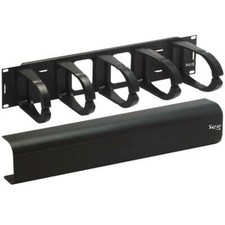 Horizontal Plastic Interbay Panel With Cover 2U 5 Ring Black picture