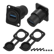 2Pcs USB 3.0 Panel Mount Coupler, D-Type USB Pass Through 5.0Gbps Black picture