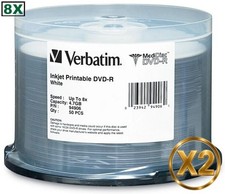 100-Pak Verbatim 4.7GB 8X MediDisc™ White Inkjet ARCHIVAL DVD-Rs, Verbatim 94906 picture