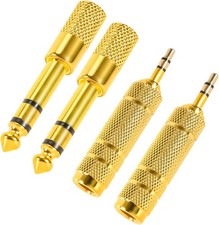4 Pack Headphone Jack Adapter - 3.5mm (1/8 inch) Male to 6.35mm (1/4 Gold  picture