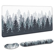Auhoahsil Large Mouse Pad with Extended XX-Large, Ink Painting Misty Forest picture