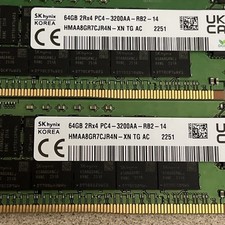 Lot of 2 x SK hynix 64GB DDR4 RDIMM ECC Registered PC4-3200AA HMAA8GR7CJR4N-XN picture