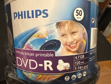 Philips DVD-R 50 Pack Blank Discs White Inkjet Printable 4.7GB 16x 120min NEW picture
