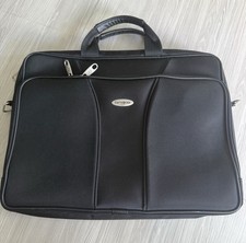 Samsonite Black Laptop Briefcase Business Work Bag Silver Logo picture