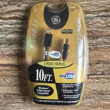 GE USB A Plug B  Device Cable 2.0 max speed gold series 10 ft cord picture