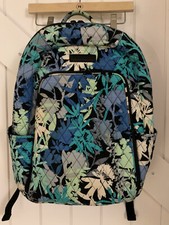 Vera Bradley CAMOFLORAL Blue Black Turquoise Floral Laptop Quilted BACKPACK picture