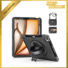 iPad Air 13-inch Case Shockproof Rugged with Hand Strap Rotating Kickstand picture