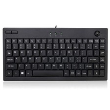 AKB310UB 87Key Compact Wired USB Mini Trackball Computer Keyboard Black picture