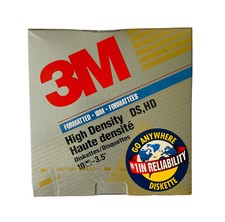 New 12881 3.5in. Floppy Disk 3M Formatted IBM High Density DS,HD Sealed 10 Count picture