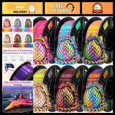 Shiny Tricolor Silk PLA+ 3D Filament Bundle, 1.75mm, 250g x 6 Packs - High Quali picture