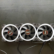 Rosewill Lot of 3 PC Case Cooling Fans Black w/ White Ring 3-Pin picture