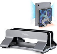 Aluminum Dual Vertical Laptop Stand Dock Holder, Supports 2 Devices, Adjustable picture