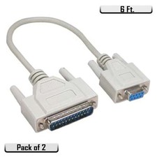 2x 6Ft DB9 DB-9 Female to DB25 DB-25 Male Fully Molded DB9-F/DB25-M Cable picture