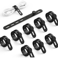 10 Pack Silicone Cable Ties Cord Organizer - Wire Management Wraps Reusable, picture