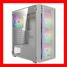 GAMDIAS White ATX Mid Tower Gaming Computer PC Case with Side Tempered Glass, Pr picture