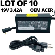 Lot of 10 Original Acer 65W AC Adapter 19V 3.42A A11-065N1A 3.0*1.1mm & Cords picture