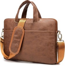 360° Water-Resistant Canvas Laptop Sleeve in Coffee Pu for MacBook Pro 16