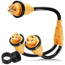 30 Amp Shore Power Splitter Cord, NEMA L5-30P to 2x L5-30R, Marine Y Adapter, Wa picture