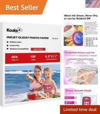 Professional Quality 8.5x11 Glossy Inkjet Photo Paper - 100 Sheets, Fast Drying picture