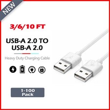 1-100 LOT USB A Male to A Male Cable -High Speed Data Transfer Charger 3,6,10FT picture