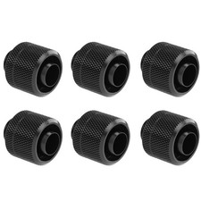 Black G1/4 Inch Soft Tube Compression Fitting 3/8ID 1/2OD Water Cooling 6 PCS picture