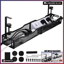Under Desk Cable Management Tray 25.3 Inch, Clamp-On Cable Organizer Box for Sta picture
