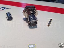 1 x BNC Female BULKHEAD crimp RG58 LMR195 RG142 Cable Straight RF connector USA picture