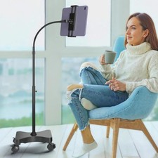 LEVO Adjustable Height Floor Stand on Wheels for Phone & Tablet w/ Casters Black picture