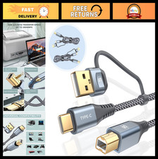 High-Speed 2-Pack 10ft USB-A/C to USB-B Printer Cable, Braided Durable Design picture