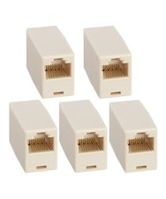 5x CAT5e RJ45 Female to Female Inline Coupler Coupling Joiner Connector Beige picture