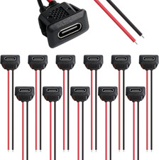 20pcs USB-C Female 2 Pin 3A Chassis Socket Charging Port Connector Wire Cable picture