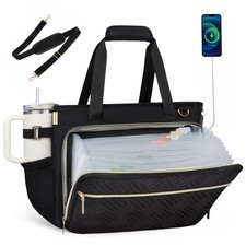 Women Teacher Tote Bag, 15.6 Inch Laptop Work Bag with Accordion File Pocket,... picture