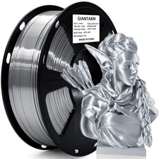 GIANTARM Silk Metallic Silver PLA 3D Printer Filament 1kg Spool, 1.75mm Dimen... picture