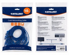 INTELLINET Slim Cat6 Ethernet Patch Cable 10 Pack 1.5ft Blue UTP RJ45 Network picture