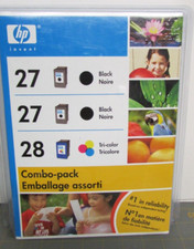 GENUINE HP COMBO PACK (2) 27 BLACK & (1) 28 TRI-COLOR NEW SEALED picture