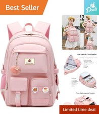 Chic Pink Daypack for Students - Comfortable & Spacious 15.6 Inch Laptop Bag picture