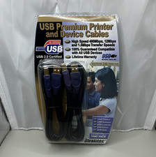 Stratitec 6.5ft USB 2.0 A to B Cable 2-Pack Gold Plated Blue picture