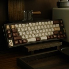 Brown White Chocolate Tiramisu Cherry Profile Dye-subs PBT Keycap Set picture