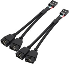 OwlTree 2 Pack Motherboard 9 Pin USB 2.0 to Dual 9 6.3 inches, Black picture
