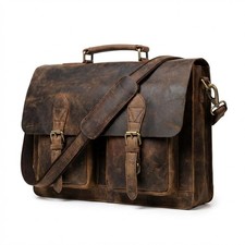 Leather Messenger Bag for Men, 15 Inch Laptop Bag, Crossbody Bag Mens, Vintag... picture
