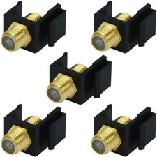 5 Pcs F Type Keystone Jack Connector Coax Cable Adapter Insert RG59 RG6 Black picture