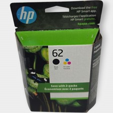 HP 62 Genuine Original Ink Cartridges Black Tri Color 2 Pack Exp 05/2024 picture
