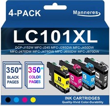 LC101XL Ink Cartridges High Yield 4-Pack Set LC101/LC103 Ink Cartridges - Rep... picture