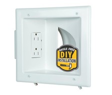 Electronic 450031wh Recessed Low Voltage Media Wall Plate W/ Builtin Duplex Rece picture